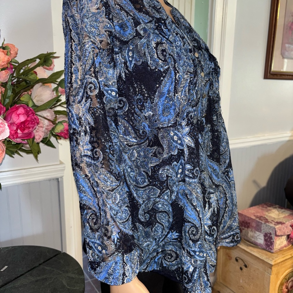 Westport XL Blue Paisley Tunic Blouse - Picture 5 of 8
